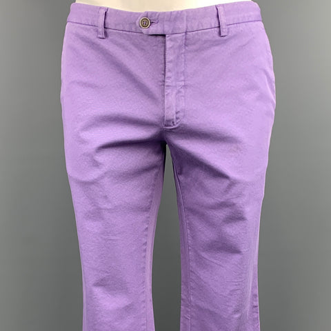 ETRO Taille 34 x 34 Pantalon décontracté en mélange de coton lavande imprimé avec braguette zippée