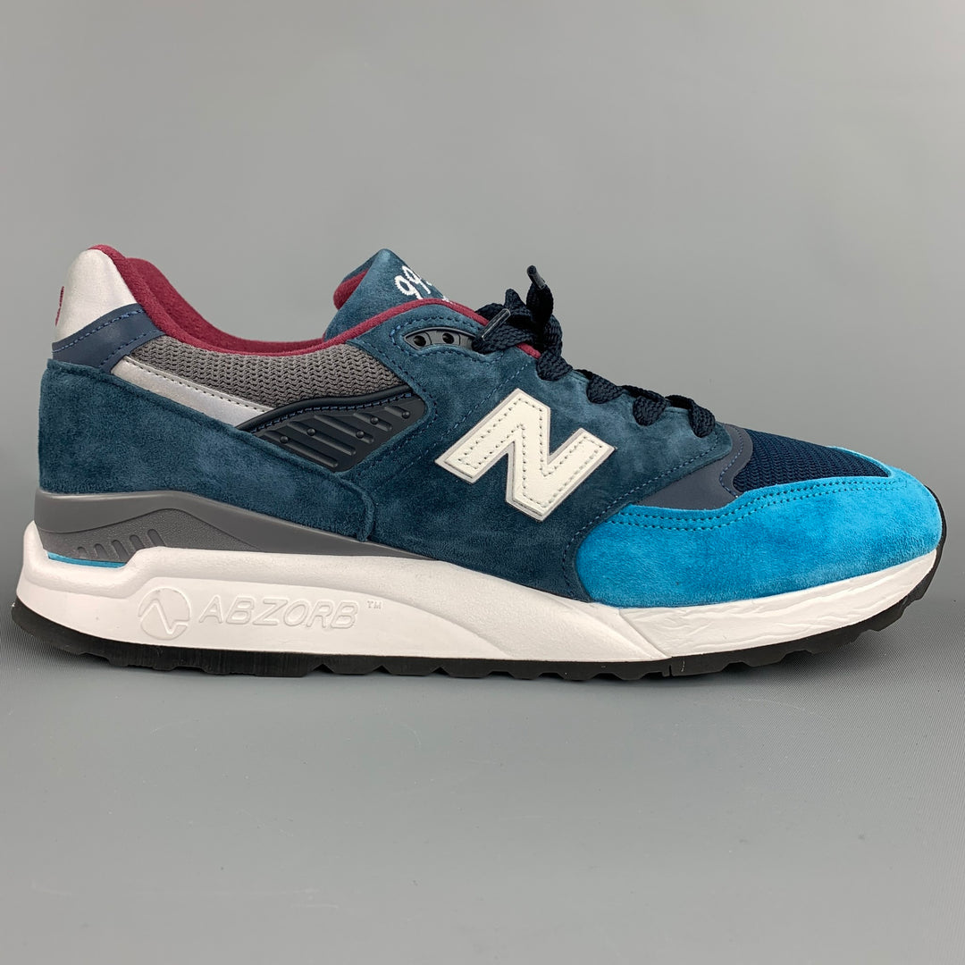 NEW BALANCE 998 Size 10.5 Blue Suede Color Block Sneakers