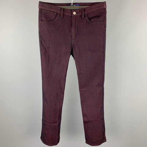 JUNYA WATANABE Size S Red & Black Textured Wool Zip Fly Casual Pants