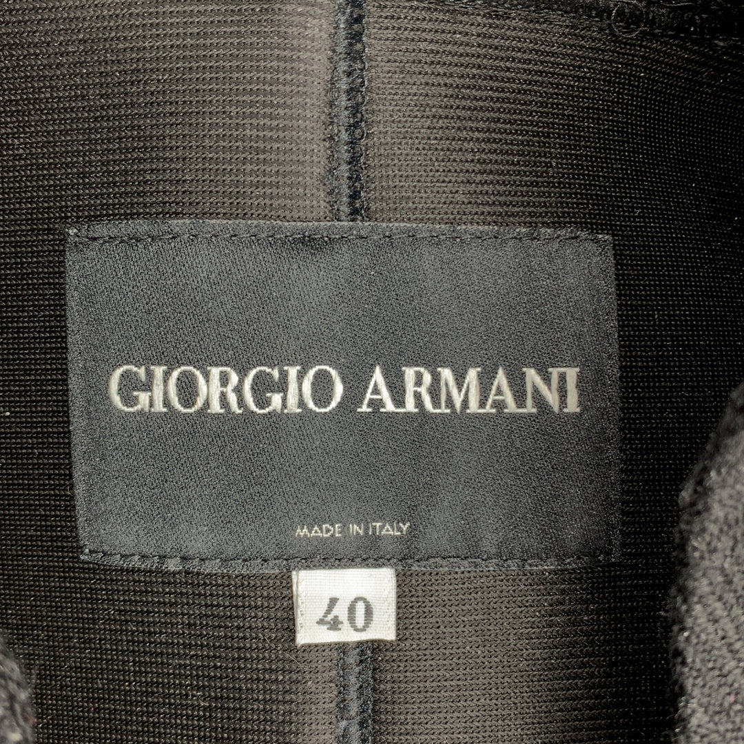 GIORGIO ARMANI Size 4 Black Chevron Textured Wool Shawl Collar Jacket
