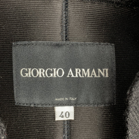 GIORGIO ARMANI Size 4 Black Chevron Textured Wool Shawl Collar Jacket