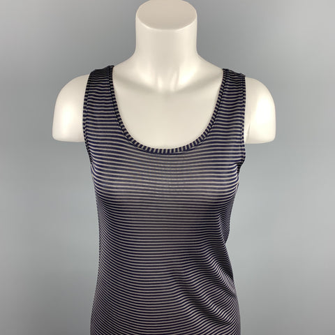 DRIES VAN NOTEN Size S Navy Stripe Jersey Viscose Tank Dress