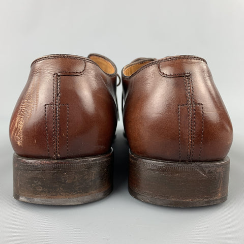 SALVATORE FERRAGAMO Size 12 Brown Leather Plain Toe Lace Up