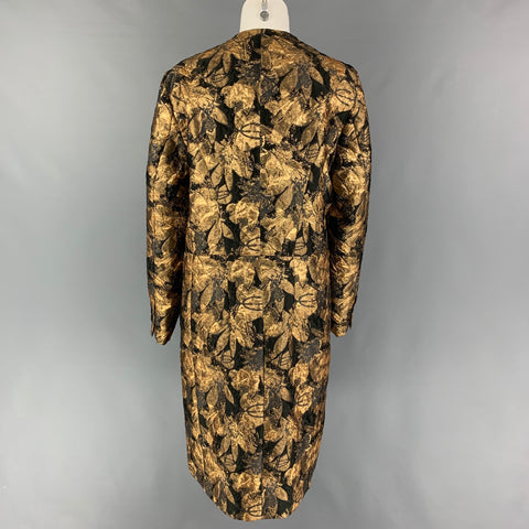 URBAN ZEN Size XS Gold Black Jacquard Metallic Collarless Coat
