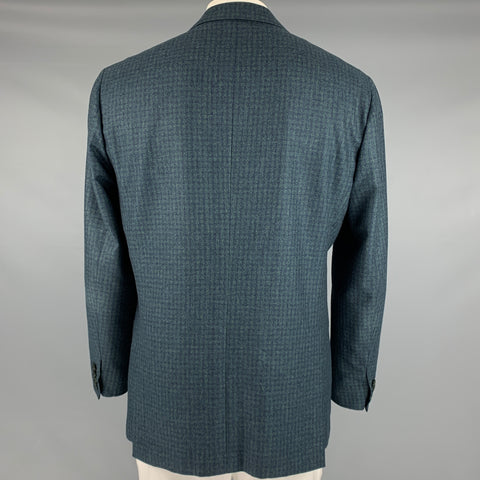 SARTORIO Taille 44 Long Manteau de Sport à Revers Encoche en Laine à Rayures Marine Vertes