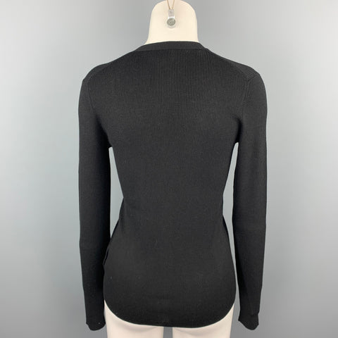 TSE Size S Black Knitted Ribbed Cashmere / Silk Buttoned Cardigan
