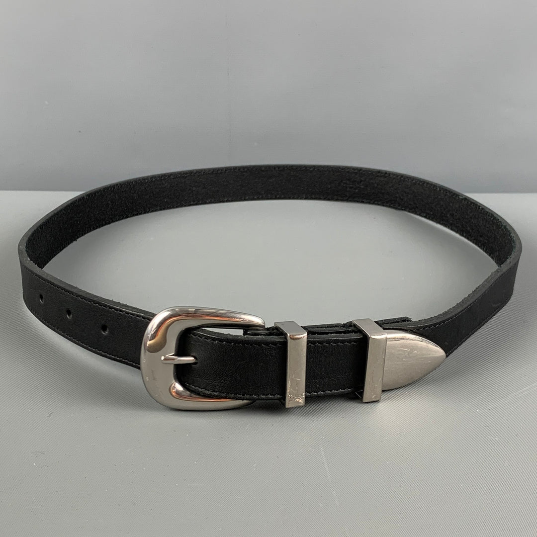 CELINE Waist Size 31 Black Leather Small Western Belt