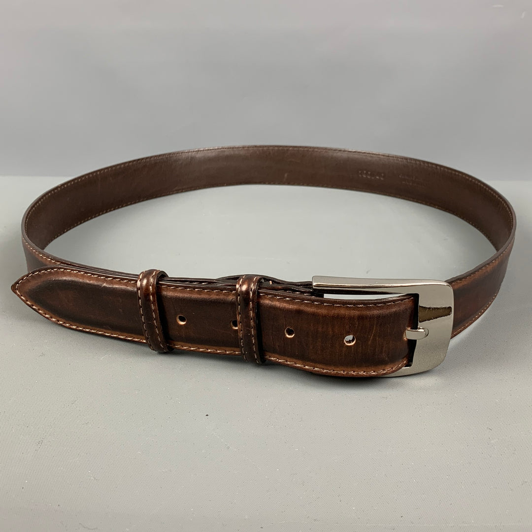 VINTAGE Size 34 Brown Leather Belt