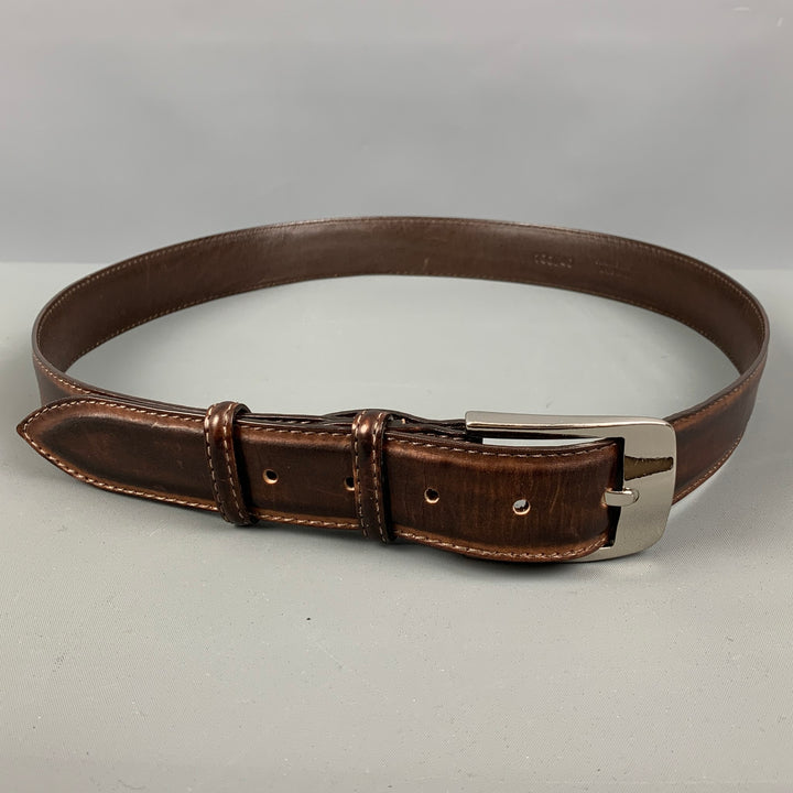 VINTAGE Size 34 Brown Leather Belt