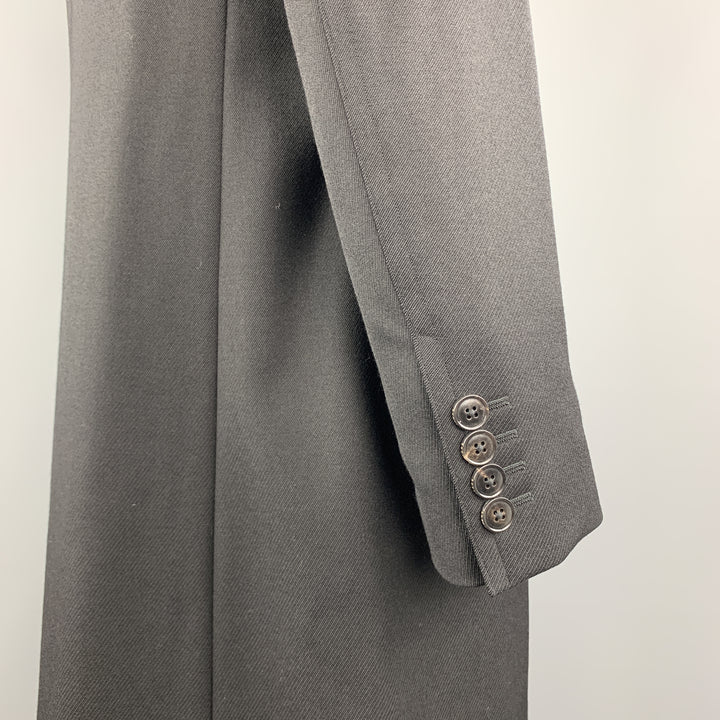 GUCCI Talla 46 Abrigo largo con botones ocultos y cuello de terciopelo de lana negro
