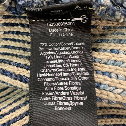 RRL by RALPH LAUREN Size L Blue Grey Knit Cotton Linen Nautical Cardigan