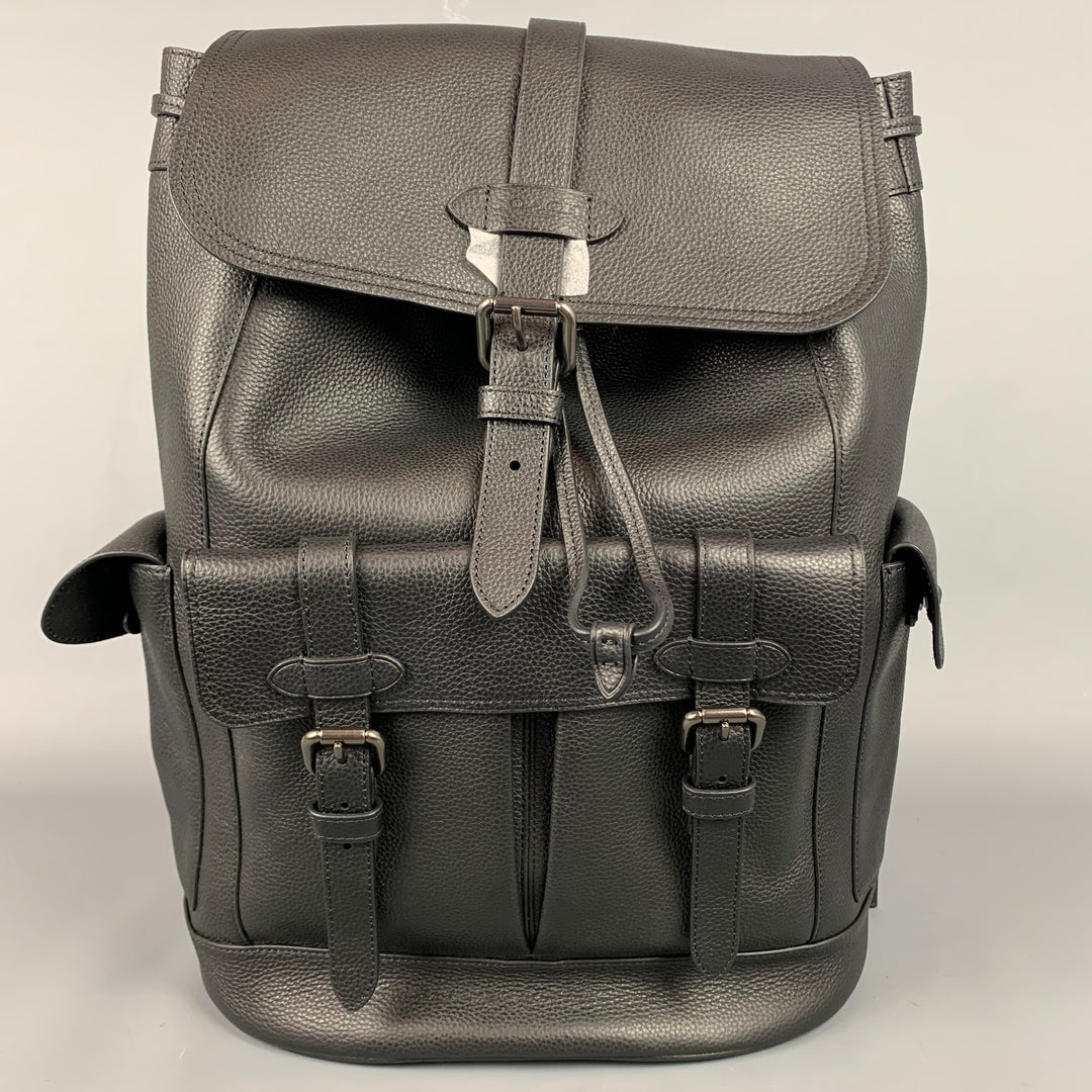 COACH Black Pebble Grain Leather Hudson Backpack