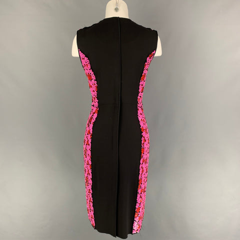 MARC JACOBS Size 4 Pink Black Polyester Blend Sequined Shift Dress