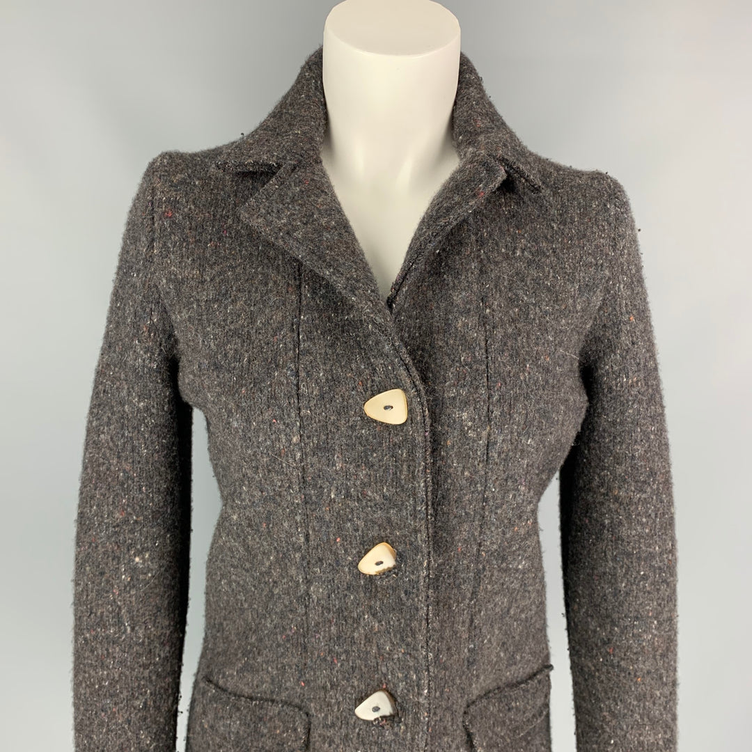 LANA BILZERIAN Size M Brown Heather Wool / Cashmere Coat
