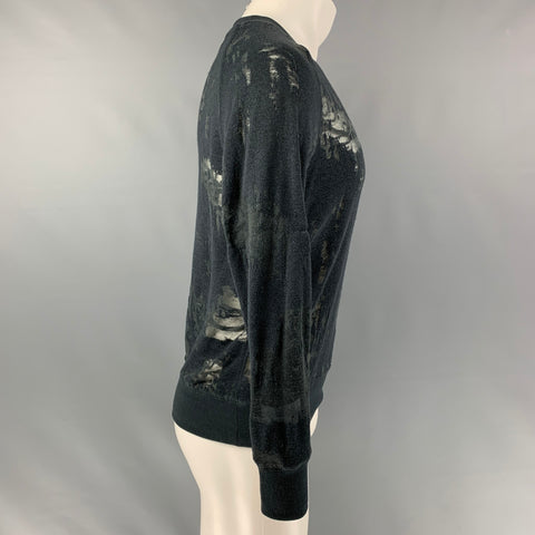 IRO Nona Size S Dark Grey Distressed Cotton Blend Long Sleeve Pullover