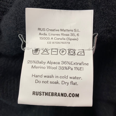 RUS Size S Black Merino Wool Button Down Poncho Pullover