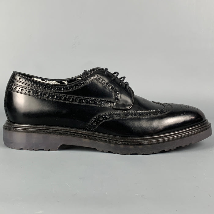 PAUL SMITH Talla 9 Zapatos con cordones y punta de ala de cuero perforado negro
