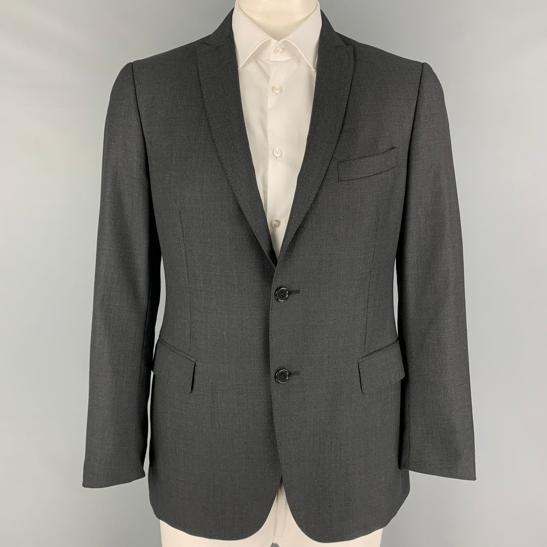 JOHN VARVATOS Size 42 Charcoal Wool Peak Lapel Sport Coat