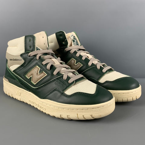 NEW BALANCE x AIME LEON DORE Size 10.5 Green Beige Color Block Leather High Top Sneakers