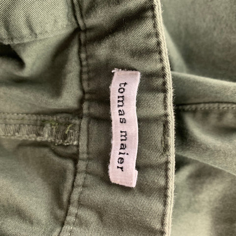 TOMAS MAIER Taille 34 Pantalon décontracté en coton olive avec braguette zippée