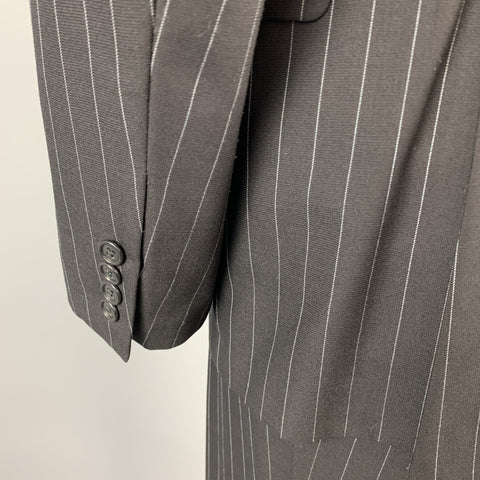 JOHN BARTLETT Talla 40 Traje regular negro con solapa de muesca de lana a rayas