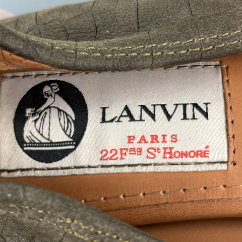 LANVIN Size 8 Taupe Suede Goat Ballerina Flats