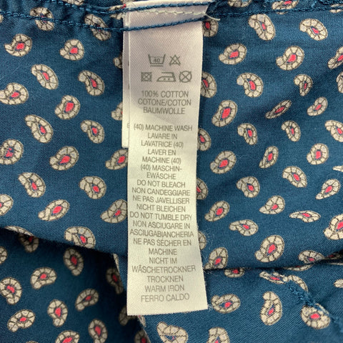PAUL SMITH JEANS Tailored Fit Size M Blue Paisley Cotton Button Up Long Sleeve Shirt
