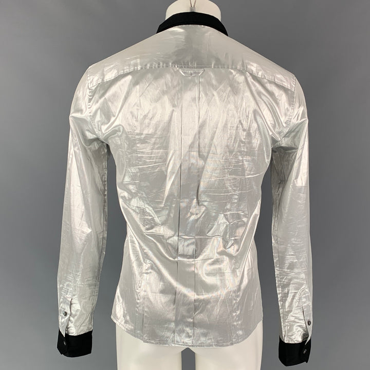 D&G by DOLCE & GABBANA Size XS Silver & Black Metallic Button Up Long Sleeve Shirt