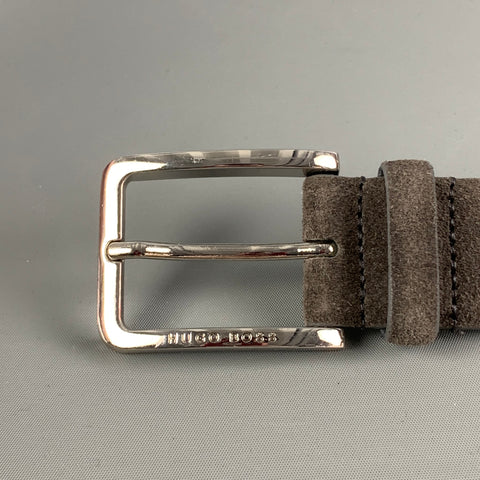 HUGO BOSS Size 34 Gray Suede Belt