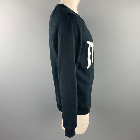 EVERLAST for PORTS Size L Black Logo Cotton Crew-Neck Sweatshirt