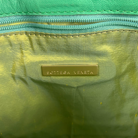 BOTTEGA VENETA Green Beaded Fur Top Handles Handbag