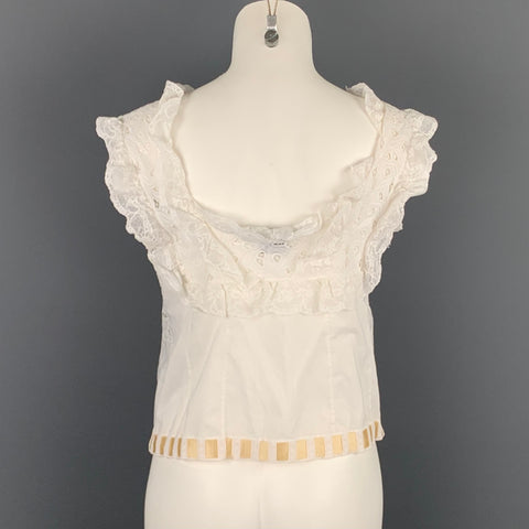 RALPH LAUREN Blue Label Size 6 White Lace Cotton Camisole Top