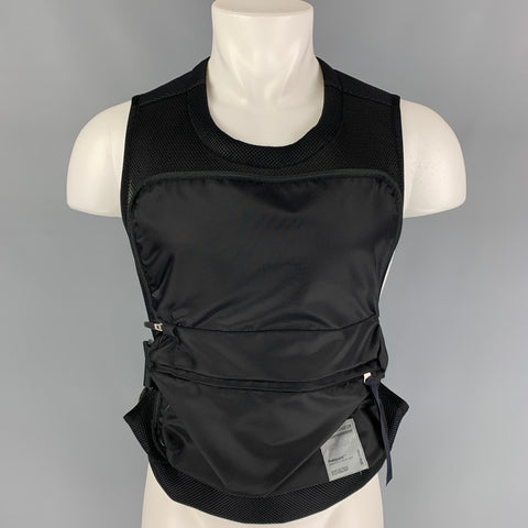 POLIQUANT Taille S/M Gilet à dos en polyester en maille noire
