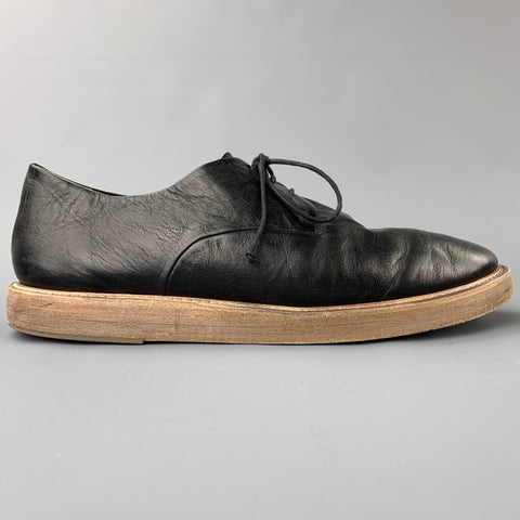 MARSELL Size 11 Black Leather Round Toe Lace Up Shoes
