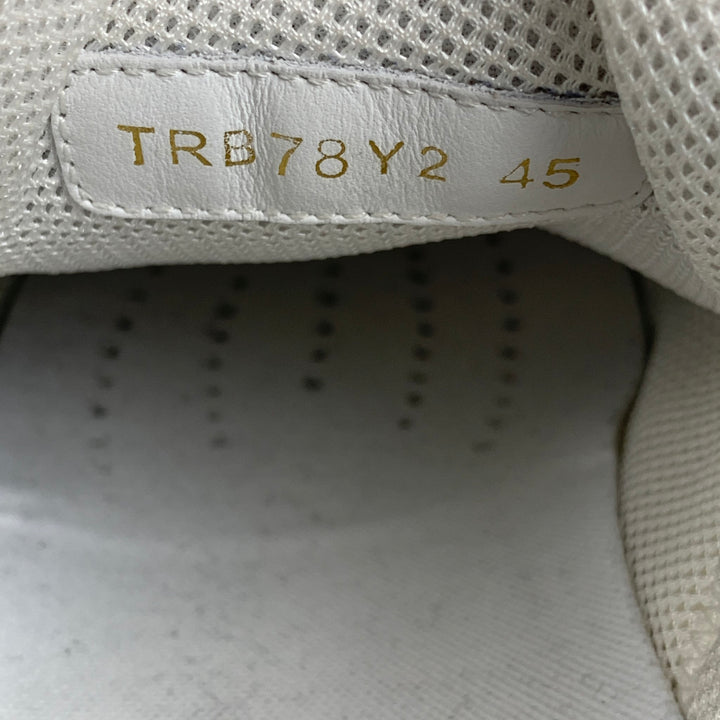 VALENTINO Taille 12 Baskets à lacets en cuir blanc et gris clair
