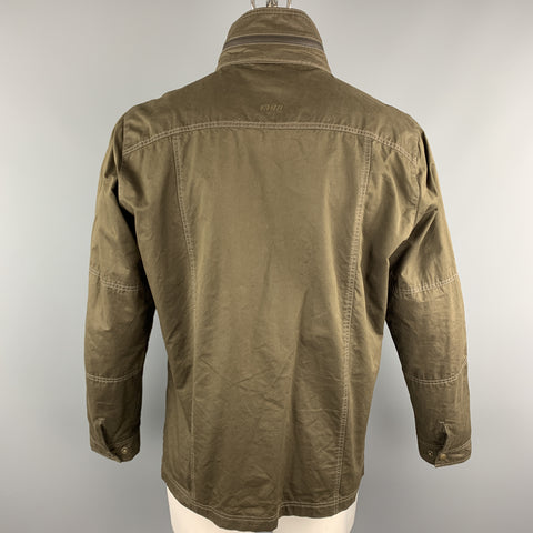 KUHL Size L Brown Solid Cotton Blend Zip & Buttons Jacket