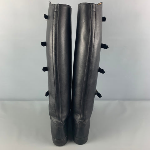 E. VOGEL Size 11 Black Leather Belted Custom Boots