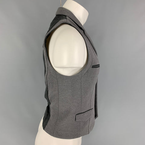 RAG & BONE Size M Grey Black Woven Merino Wool Notch Lapel Vest