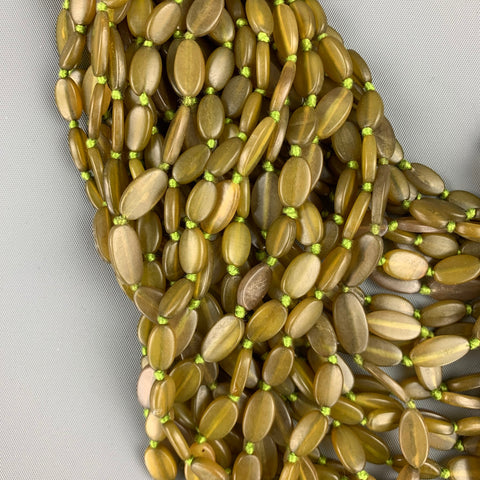 Collier fermoir en bois superposé en acétate vert VINTAGE