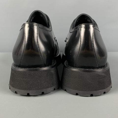 ALEXANDER MCQUEEN Size 12 Black Silver Spikes Leather Lace Up Shoes