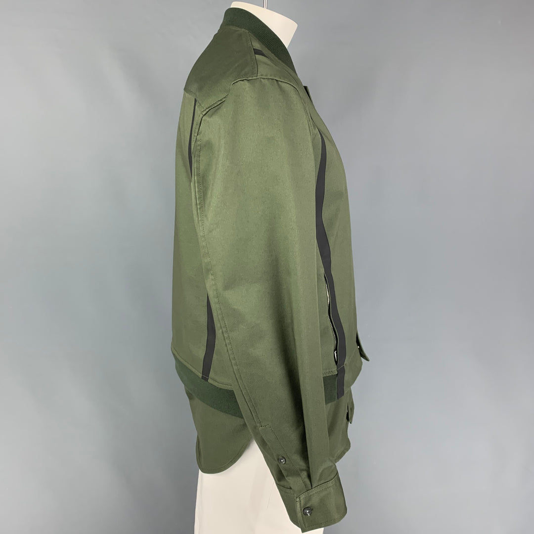 3.1 PHILLIP LIM Size L Olive Charcoal Cotton Bomber Jacket