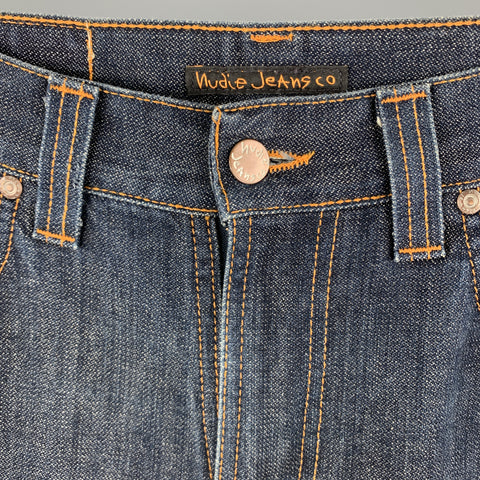 NUDIE JEANS Size 30 Indigo Contrast Stitch Denim SLIM JIM Jeans