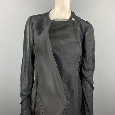 RICK OWENS WALRUS S/S 17 Taille 6 Noir Tissus Mélangés Soie Giacca Heron Veste