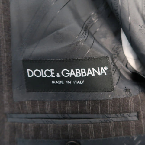 DOLCE & GABBANA 42 Regular Charcoal Pinstripe Wool Notch Lapel Suit DOLCE & GABBANA