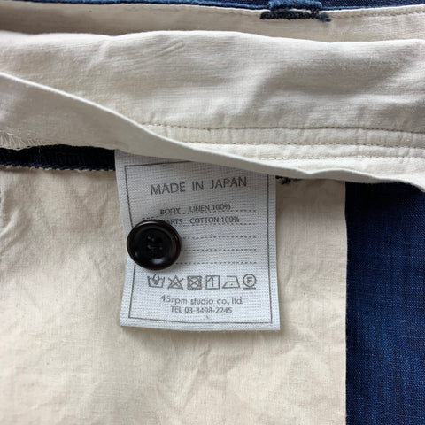 45rpm Size 34 Navy Linen Zip Fly Drop-Crotch Casual Pants