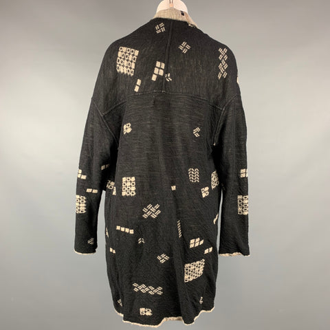 FUGA FUGA Size M Black & Taupe Knitted Abstract Wool Cardigan