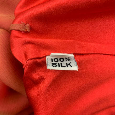 DANES Taille 6 Robe longue en soie orange sans manches Tenue de soirée