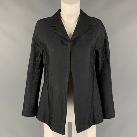 MARNI Size 2 Black Wrinkled Open Front Jacket