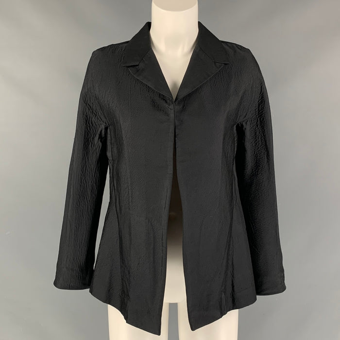 MARNI Size 2 Black Wrinkled Open Front Jacket