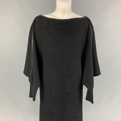 JEAN PAUL GAULTIER Talla M Vestido recto de mezcla de lana metalizada negro